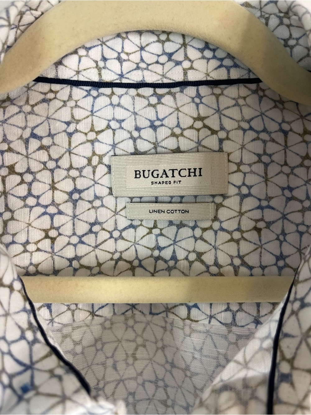 Bugatchi Linen Cotton Geometric Print Button Down Shirt XL Lightweight - Picture 3 of 5